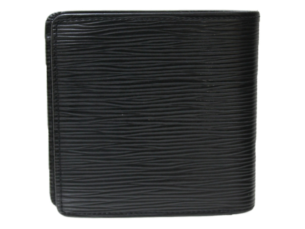 Louis Vuitton Epi Wallet fold Bi Black Marco Portefeuille Leather Black